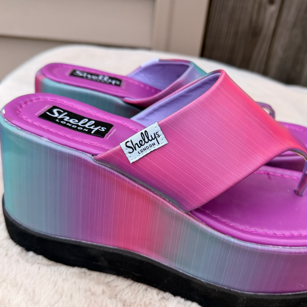 NEW Shellys London Dolls Kill Pink and Purple Platform Sandals Size 9 - Picture 2 of 12